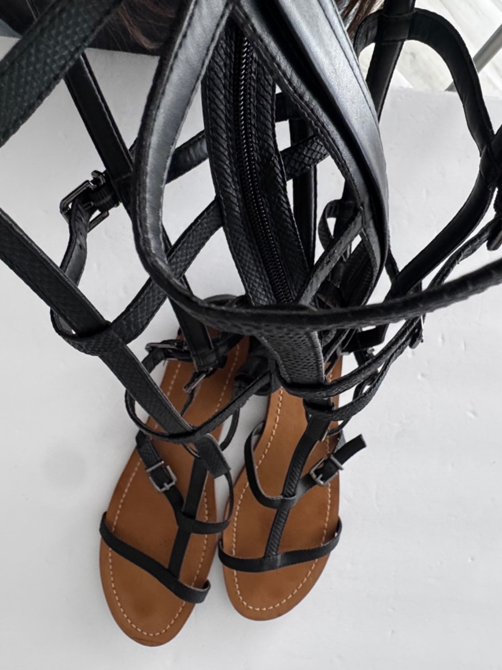 BCBG Generation Brania-X Gladiator Knee High Sandals Women's Size 10M Black